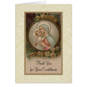 Blessed Virgin Mary  Catholic Condolence Thank You Cards