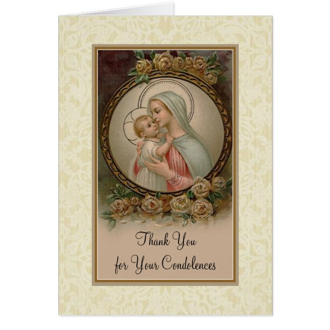 Blessed Virgin Mary  Catholic Condolence Thank You Cards (Front)