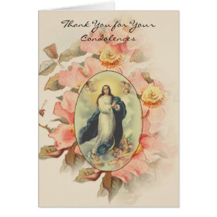 Blessed Virgin Mary Catholic Condolence Thank You Cards