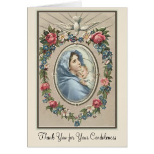 Blessed Virgin Mary  Catholic Condolence Thank You Cards