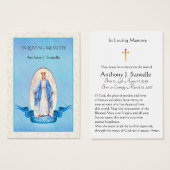 Blessed Virgin Mary  Catholic Funeral Holy Card (Front & Back)