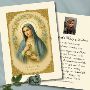 Blessed Virgin Mary Catholic Funeral Prayer Card