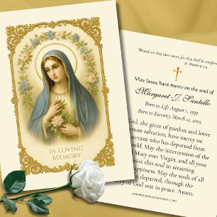 Blessed Virgin Mary Catholic Funeral Prayer Card