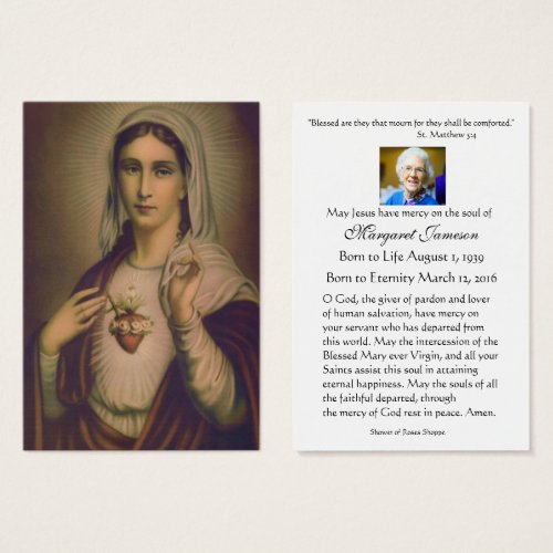 Blessed Virgin Mary Catholic Funeral Prayer Card