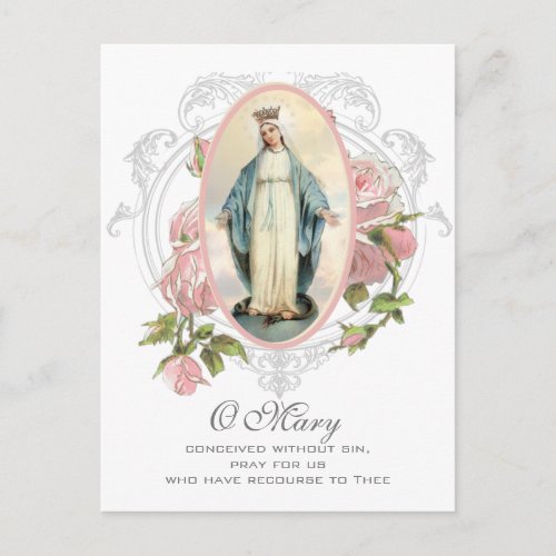 Blessed Virgin Mary Catholic Prayer for Deceased Postcard