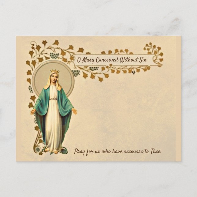 Blessed Virgin Mary Catholic Prayer Religious Holiday Postcard (Front)