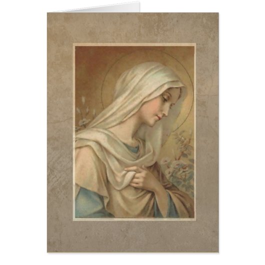 Blessed Virgin Mary Catholic Religious Daisies Cards (Front)