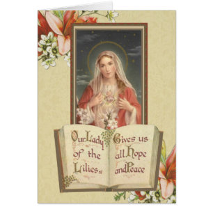 Blessed Virgin Mary Catholic Religious Lilies Cards