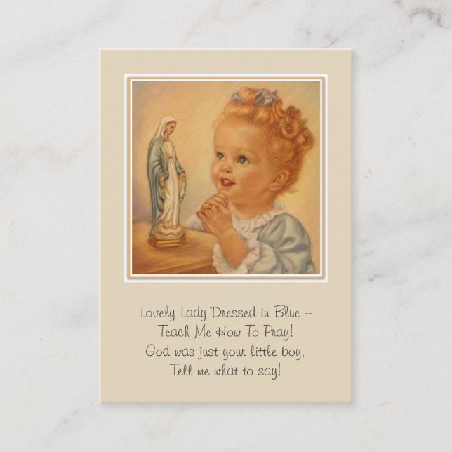 Blessed Virgin Mary Catholic Vintage Poem Card (Front)