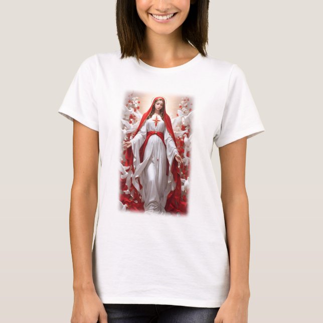 Blessed Virgin Mary Christian Catholic T-Shirt (Front)