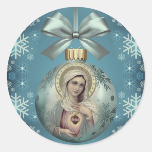 Blessed Virgin Mary Christmas Religious Classic Round Sticker