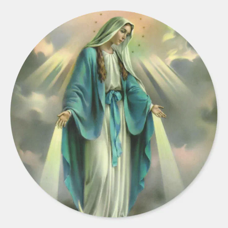 Blessed Virgin Mary Classic Round Sticker | Zazzle