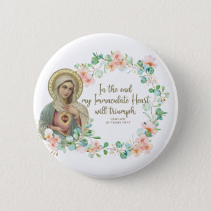 Blessed Virgin Mary Fatima Religious Catholic Button