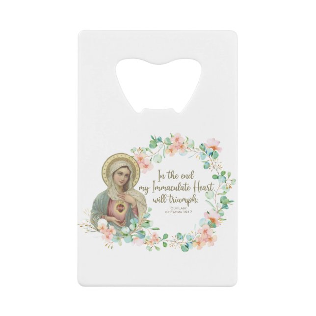 Blessed Virgin Mary Fatima Religious Catholic Credit Card Bottle Opener (Front)