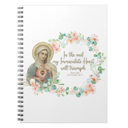 Blessed Virgin Mary Fatima Religious Catholic Notebook