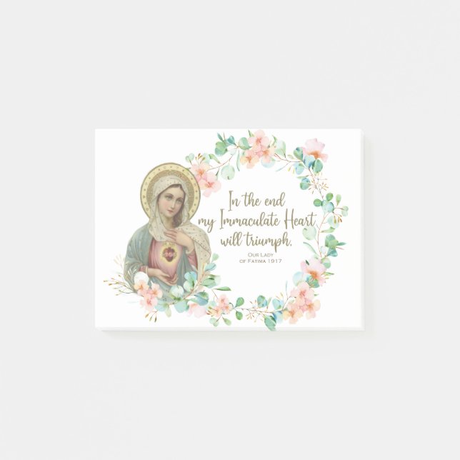 Blessed Virgin Mary Fatima Religious Catholic Post-it Notes (Front)