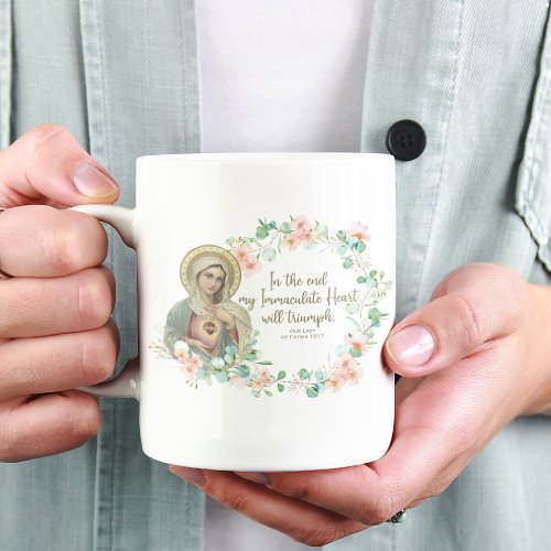 Blessed Virgin Mary Fatima Religious Catholic Two_Tone Coffee Mug