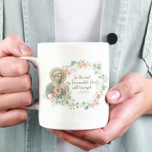 Blessed Virgin Mary Fatima Religious Catholic Two-Tone Coffee Mug (Creator Uploaded)
