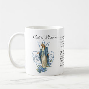 Blessed Virgin Mary Floral Memorare Prayer Coffee Mug