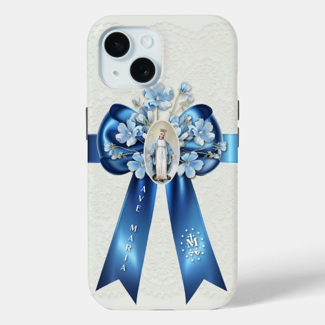 Blessed Virgin Mary Floral Religious Floral Case-Mate iPhone Case (Back)