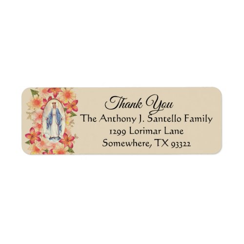 Blessed Virgin Mary Floral Thank You Label