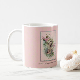 Blessed Virgin Mary Flowers Memorare Prayer Coffee Mug