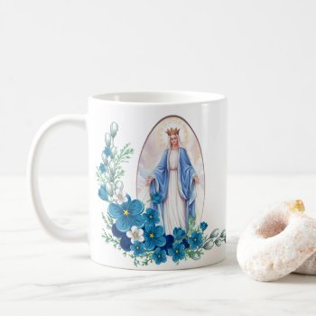 Blessed Virgin Mary Flowers  Memorare Prayer Coffee Mug by ShowerOfRoses at Zazzle