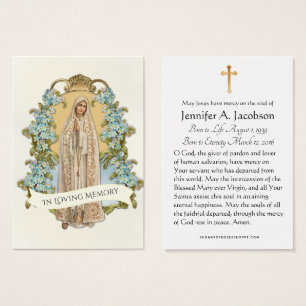 Blessed Virgin Mary Funeral Memorial Holy Card