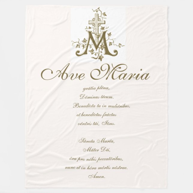 Blessed Virgin Mary Hail Mary Ave Maria Prayer Fleece Blanket (Front)