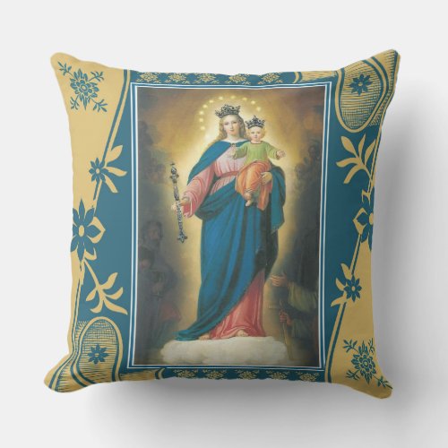 Blessed Virgin Mary Help of Christians Baby Jesus Throw Pillow