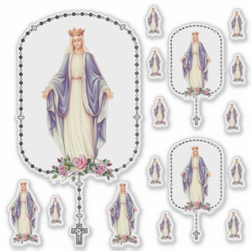 Blessed Virgin Mary Holy Rosary Sticker | Zazzle