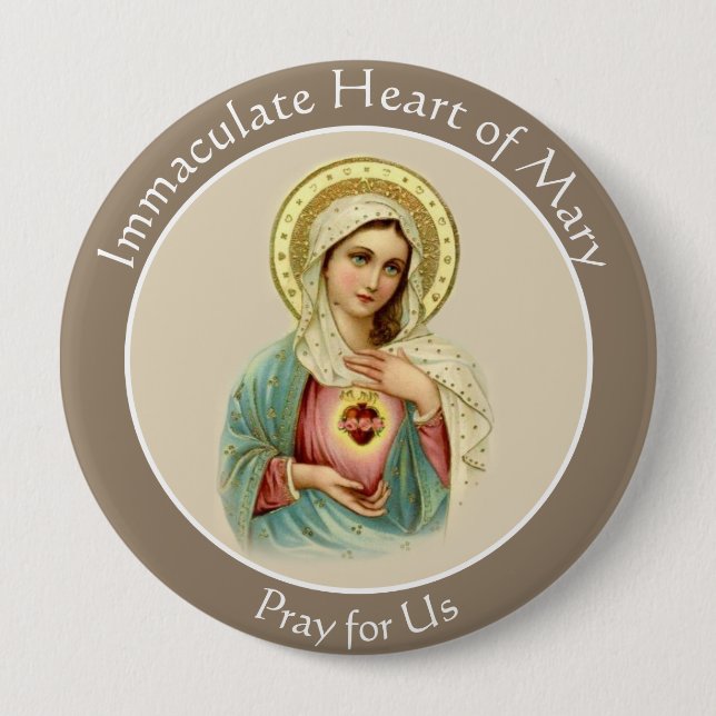 Blessed Virgin Mary Immaculate Heart Catholic Button (Front)