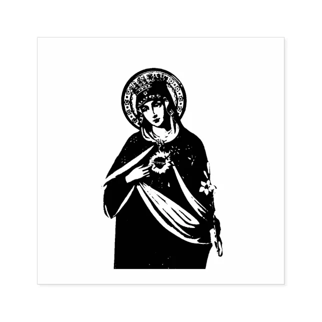 Blessed Virgin Mary Immaculate Heart Catholic Rubber Stamp | Zazzle