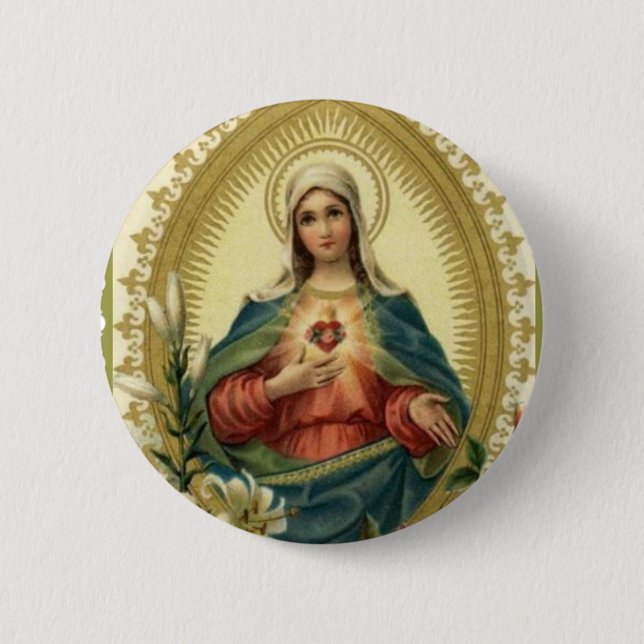 Blessed Virgin Mary Immaculate Sorrowful Mother Pinback Button (Front)