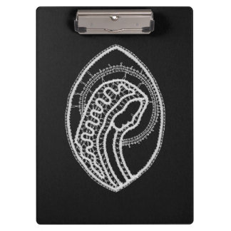 Blessed Virgin Mary in Lace on Black Background Clipboard