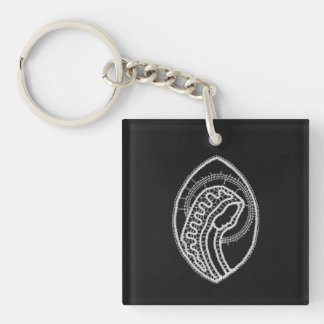 Blessed Virgin Mary in Lace on Black Velvet Keychain
