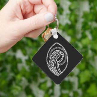 Blessed Virgin Mary in Lace on Black Velvet Keychain