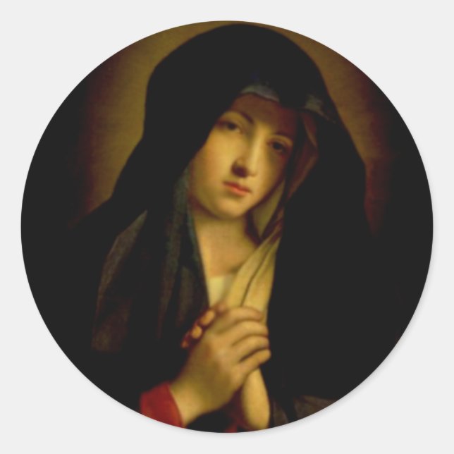 Blessed Virgin Mary in Sorrow Classic Round Sticker (Front)