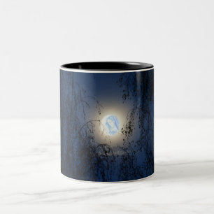 Blessed Virgin Mary in the Moon Lite Forest Two-Tone Coffee Mug