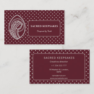 Blessed Virgin Mary in White Lace on Burgundy Business Card