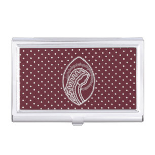 Blessed Virgin Mary in White Lace on Burgundy Business Card Case