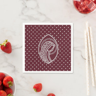 Blessed Virgin Mary in White Lace on Burgundy Napkins