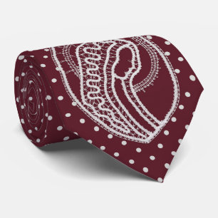 Blessed Virgin Mary in White Lace on Burgundy Neck Tie