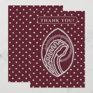 Blessed Virgin Mary in White Lace on Burgundy Thank You Card