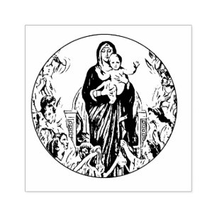 Blessed Virgin Mary Jesus Angels Rubber Stamp