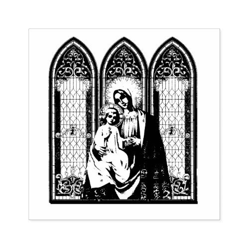 Blessed Virgin Mary Jesus Catholic Icon Rubber Stamp