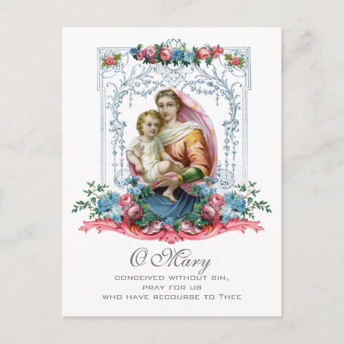 Blessed Virgin Mary Jesus Catholic Prayer Sympathy Postcard