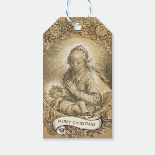 Blessed Virgin Mary Jesus Christmas Vintage Gift Tags