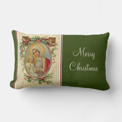 Blessed Virgin Mary Jesus Christmas Vintage Lumbar Pillow