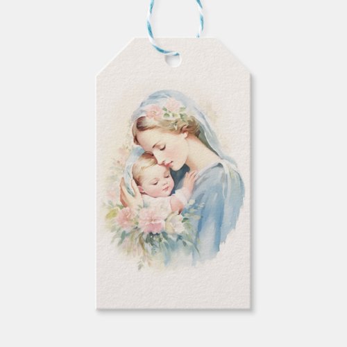 Blessed Virgin Mary Jesus Floral Religious Gift Tags